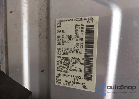 2023 Nissan Rogue Sv Fwd из США, поврежденный, VIN 5N1BT3BAXPC788605